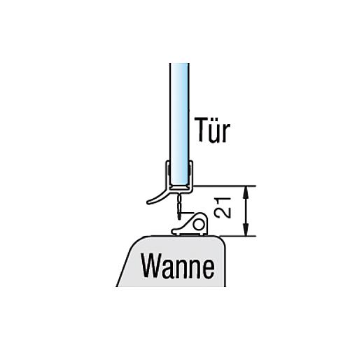 Wasserabweisprofil B mit Steg für den unteren Wannenanschluss, 1/4 Kreis (gebogen) Standard 5