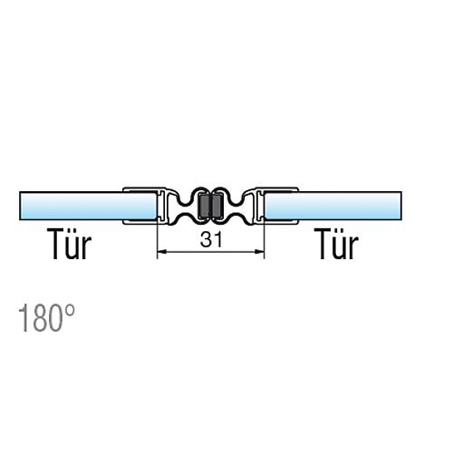 Magnetprofil A für Glas-Glas I Tür-Tür Gradzahl flexibel (bis 90° verwendbar) Standard 3