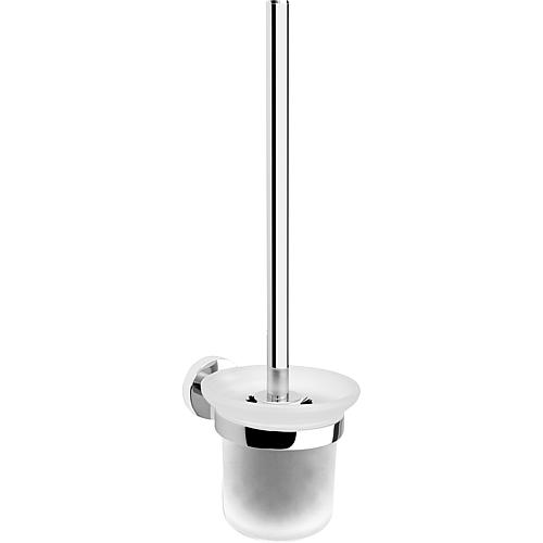 Toilet brush set Eight, with wall bracket, glass, round, milky, chrome-plated brass