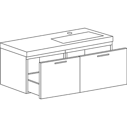 Base cabinet + cast mineral washbasin EMPI, high-gloss white, 2 drawers, 1205x534x508 mm