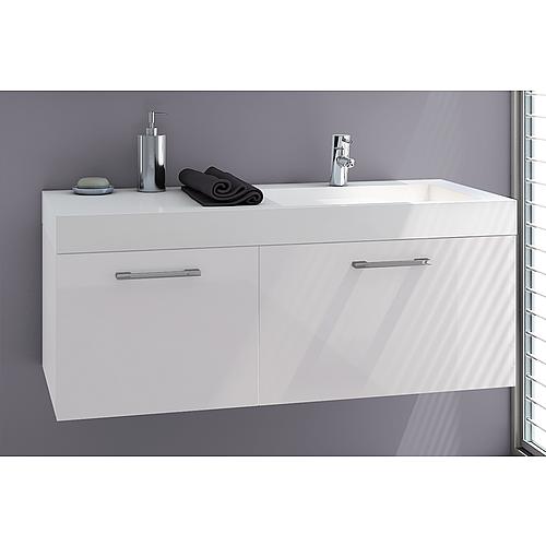 Base cabinet + cast mineral washbasin EMPI, high-gloss white, 2 drawers, 1205x534x508 mm