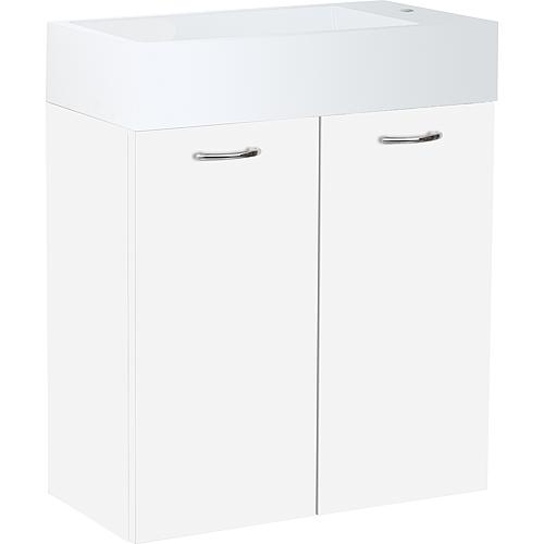 Base cabinet + cast mineral washbasin ENISAR, high-gloss white, 2 doors, 500x600x250 mm