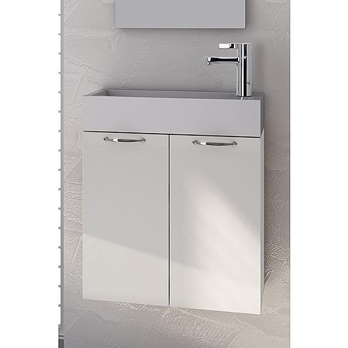 Base cabinet + cast mineral washbasin ENISAR, high-gloss white, 2 doors, 500x600x250 mm