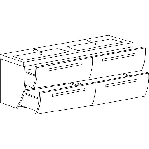 Base cabinet + cast mineral washbasin ENNA, matt anthracite, 4 drawers, 1200x544x500 mm