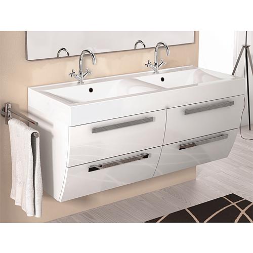 Base cabinet + cast mineral washbasin ENNA, high-gloss white, 4 drawers, 1200x544x500 mm