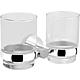 Double glass holder Eight with wall bracket, clear glass, chrome-plated brass