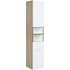 Tall cabinet ESTRA, 2 doors, 1 drawer, larch and high-gloss white, left stop, 350x1850x370 mm