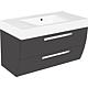 Base cabinet + washbasin ENNA in cast mineral composite, 2 drawers, high-gloss anthracite, 900x544x500 mm