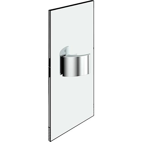 Glass door handle on both sides, bright chrome-plated, glass borehole 8 mm, thickness 6-12mm