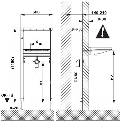 Washbasin element, evenes XS WT, 1150 mm Standard 2