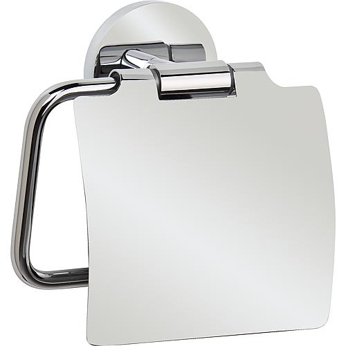 Toilet roll holder with cover, chrome-plated brass