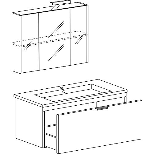 Bathroom furniture set EPIL, series MBF, high-gloss white, 1 drawer, width 860 mm