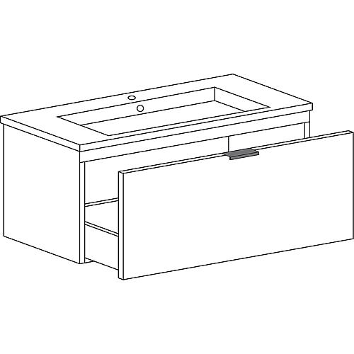 Base cabinet + ceramic washbasin EPIL high-gloss anthracite, 1 drawer, 860x550x510 mm
