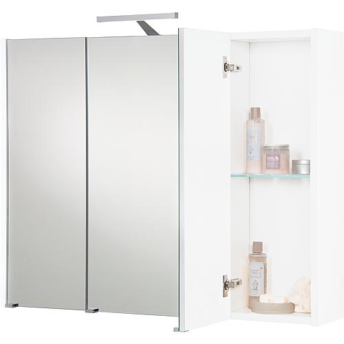 Mirrored cabinet with lighting, high-gloss anthracite, 3 doors, 950x750x188 mm