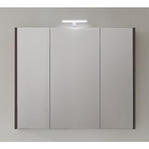 Mirrored cabinet with lighting, high-gloss anthracite, 3 doors, 950x750x188 mm