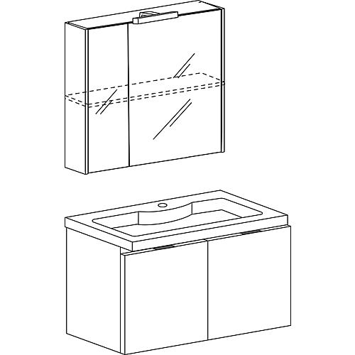 Bathroom furniture set EOLA anthracite high gloss, 2 doors, width 710mm