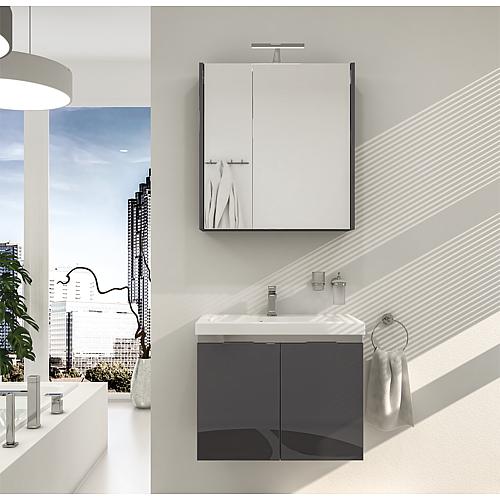 Bathroom furniture set EOLA anthracite high gloss, 2 doors, width 710mm