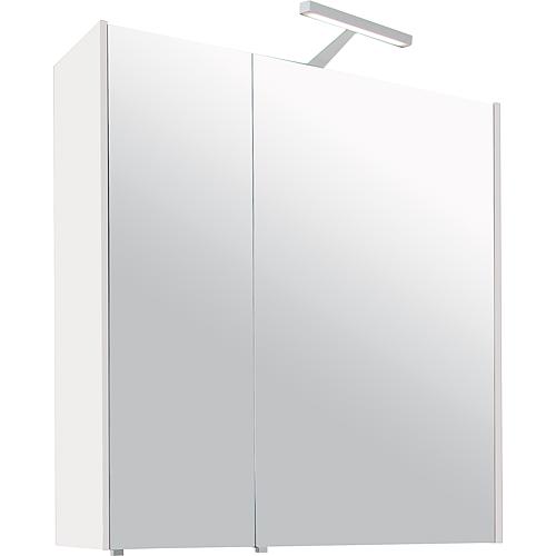 Mirrored cabinet with lighting, high-gloss white, 2 doors, 700x750x188 mm