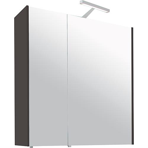 Mirrored cabinet with lighting, high-gloss anthracite, 2 doors, 700x750x188 mm