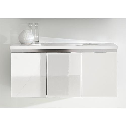 Meuble sous-vasque + vasque en fonte minérale ENOVI blanc brillant 3 portes 1060x535x510mm