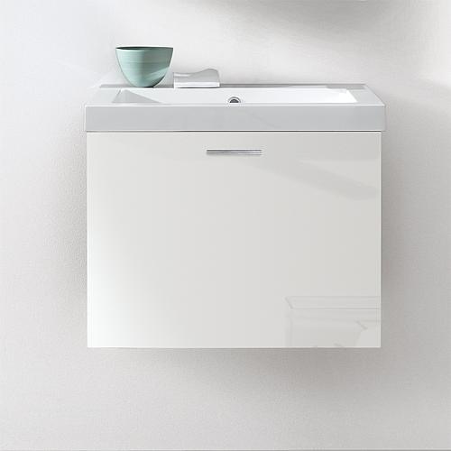 Base cabinet + cast mineral washbasin EKRY, high-gloss white, 1 drawer, 610x550x510 mm