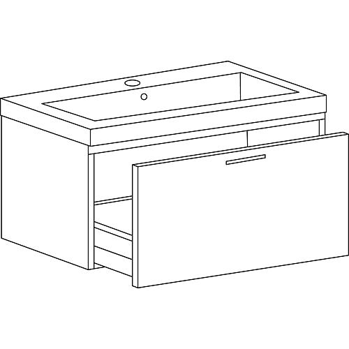 Base cabinet + cast mineral washbasin EKRY, matt white, 1 drawer, 610x550x510 mm