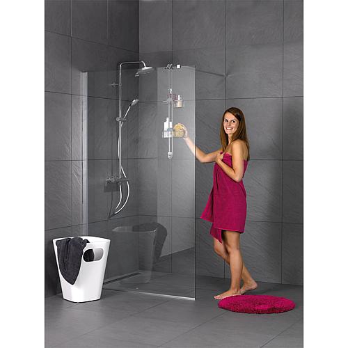 Ennai walk-in shower enclosures,
1 fixed glass section with 1 stabilising rod Standard 1