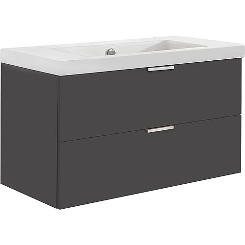 Meuble sous-vasque + vasque en céramique série MBF anthracite brillant 2 tiroirs 710x550x510mm