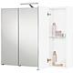 Mirrored cabinet with lighting, high-gloss anthracite, 3 doors, 950x750x188 mm