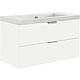 Base cabinet + ceramic washbasin, series MBF, high-gloss white, 2 drawers, 710x550x510 mm