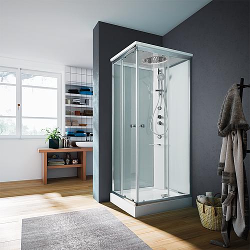 Complete shower, 2 sliding doors and 2 fixed glass panels with overhead shower Anwendung 6