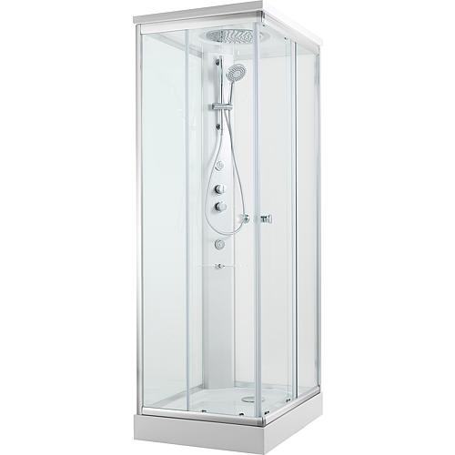 Complete shower, 2 sliding doors and 2 fixed glass panels with overhead shower Standard 1