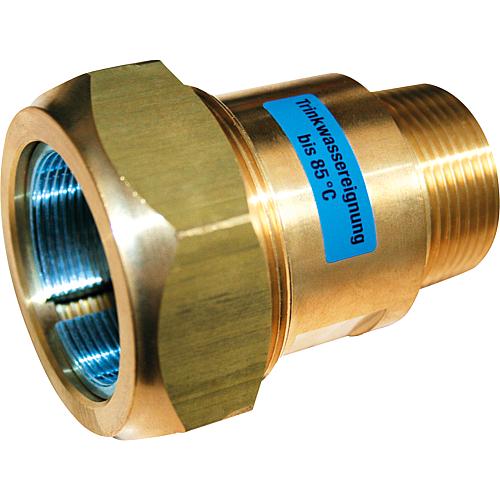 Junction piece with ET, model MAS, brass clamp connector for steel pipe DN 15 (1/2“) to DN 50 (2“), hot-water resistant Standard 1