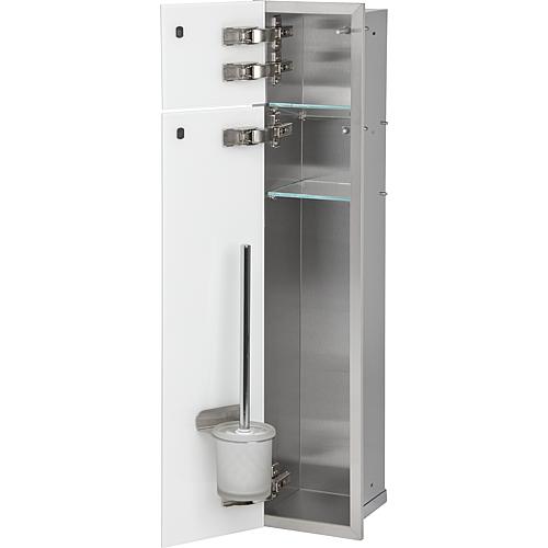 Built-in stainless steel toilet container, enclosed 800, 2 glass doors Anwendung 2