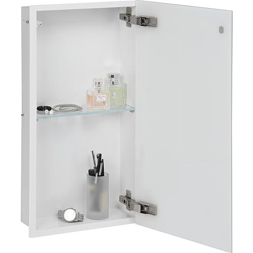 Built-in stainless steel wall container, enclosed 600, 1 glass shelf