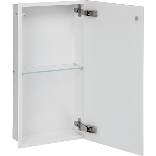 Wall container 1 white glass door 2 compartments WxHxD: 325x625x100 mm