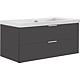 Base cabinet + ceramic washbasin, series MBF, high-gloss anthracite, 2 drawers, 1060x550x510 mm