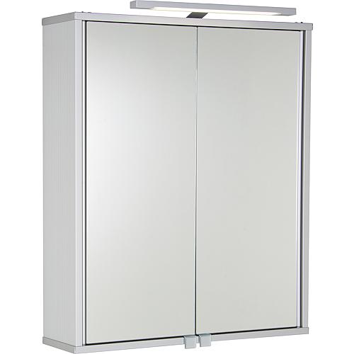 Armoire à miroir aluminium ELKEA avec éclairage LED 2 portes 600x700x150 mm