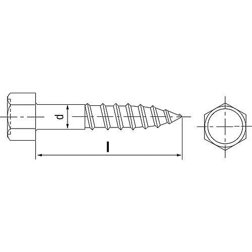 Vis à bois à tête hexagonale, ø 12 mm, DIN 577, acier inoxydable A2 Anwendung 1