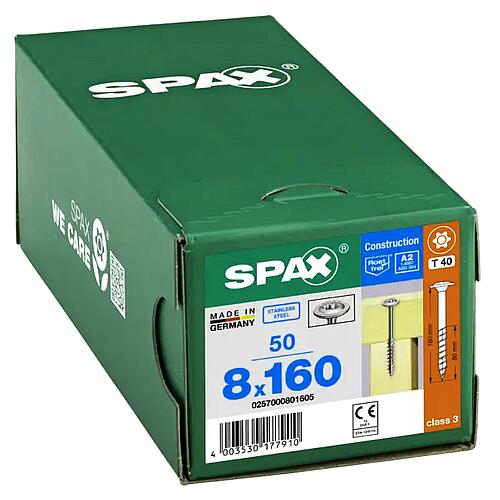 SPAX® wood screw, thread ø d1: 8.0 mm, head ø: 20.0 mm, standard packaging, 4CUT milling cutter Anwendung 1