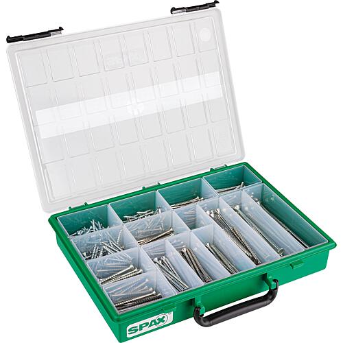 Assortiment de vis à tête fraisée, Torx® (T-STAR Plus) + 3 Embouts en boîte, Filetage partiel, 387 Pièces