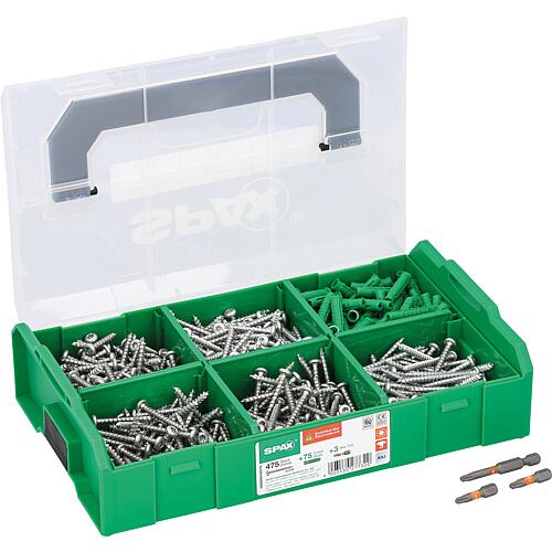 Electrical screw assortment, pan head, Wirox®, Torx® + 2 Bits, fully threaded, 552 pieces