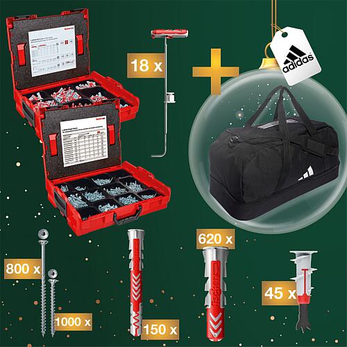 Pack promotionnel assortiment de chevilles DuoLine et assortiment de vis à tête fraisée Power-Fast II + Embouts en L-BOXX® 102 + adidas Tiro League Duffelbag L gratuit Standard 1