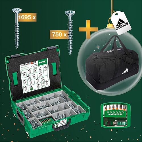 Promotional package Countersunk head screws assortment + 6 Bits incl. Bit holder in L-BOXX® + Free adidas Tiro League Duffelbag L Standard 1