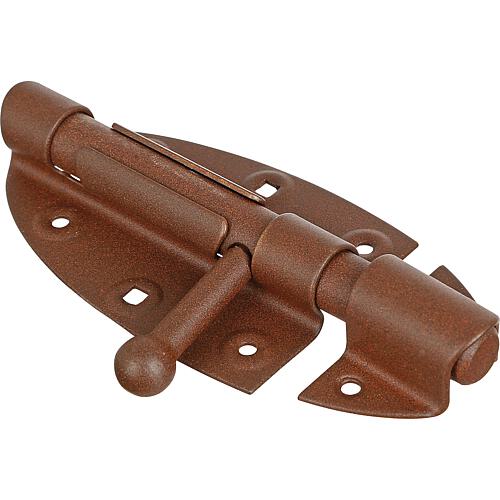 Bolt latch DURAVIS® 112 x 72 ⌀ 16 mm, with flat handle, material: Steel, blue galvanised, surface: rust brown