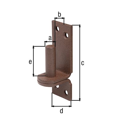 Block on plate DURAVIS® ⌀ 13 mm, DI hook, material: Steel, blue galvanised, surface: rust brown