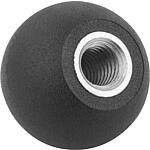 Ball knobs, shape E with threaded bushing, galvanised steel