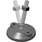 Threaded spindles with articulated feet made of stainless steel