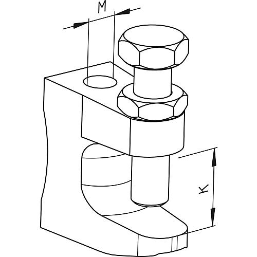 Value pack of M10 beam clamps, clamping range 0-20 mm, 30 pieces + free M10 threaded rods, 1 m, 10 pieces Anwendung 2