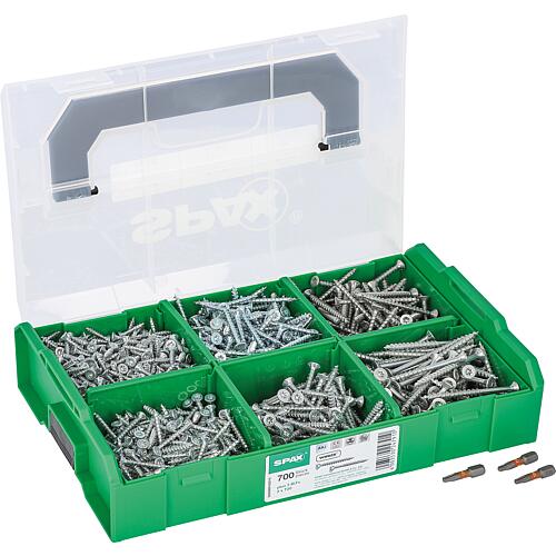 Assortiment de vis à tête fraisée, Torx® (T-STAR Plus),
+ 3 Embouts en L-BOXX® Mini, filetage complet et partiel, 703 Pièces Standard 1